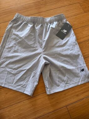 New Balance Men's Light Gray Athletic Shorts with Elastic Waist